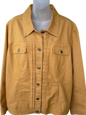 Dress Barn plus size woman’s mustard colored Fall  jean jacket size 22:24